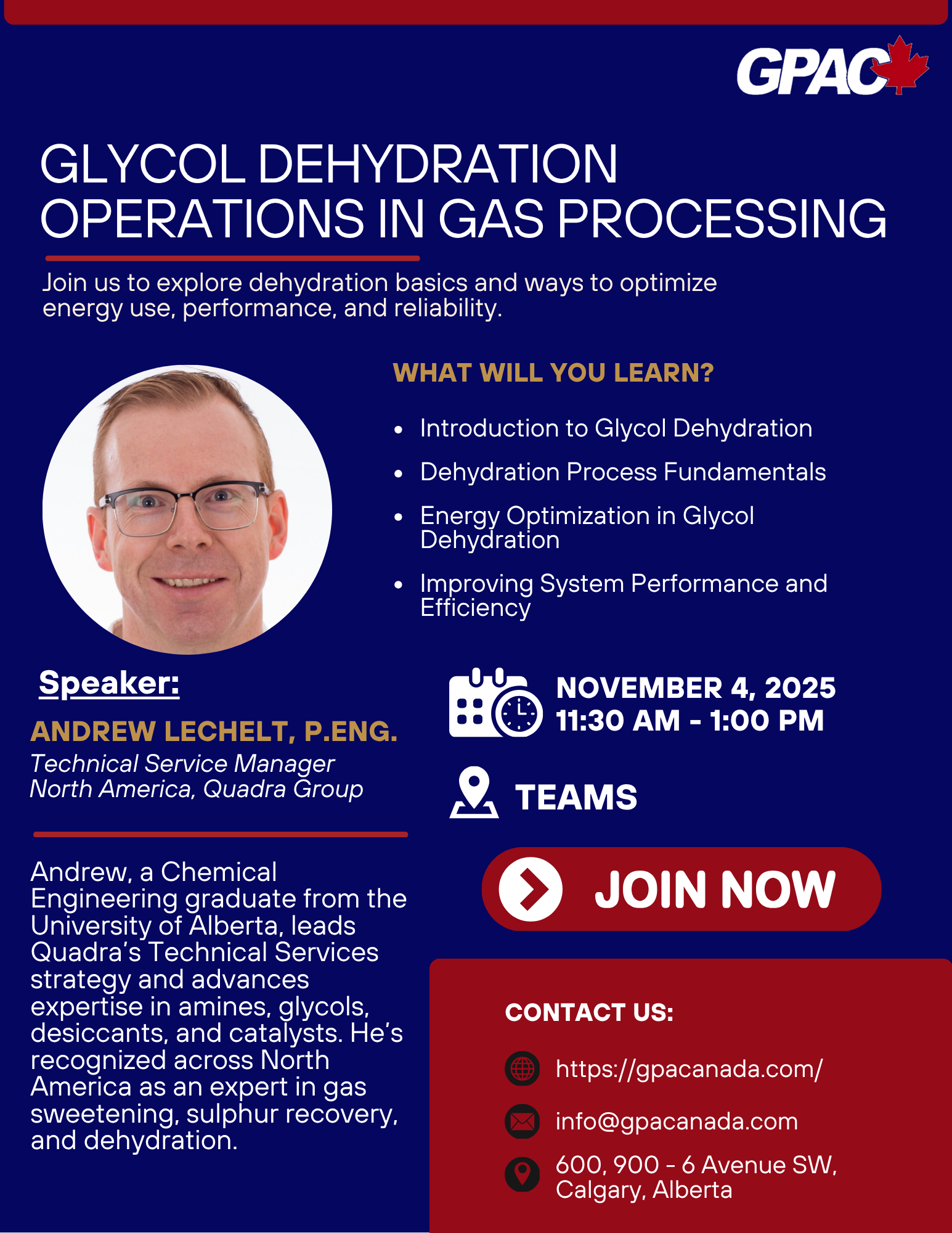 GPAC Webinar series: Glycol Dehydration Operations in Gas Processing